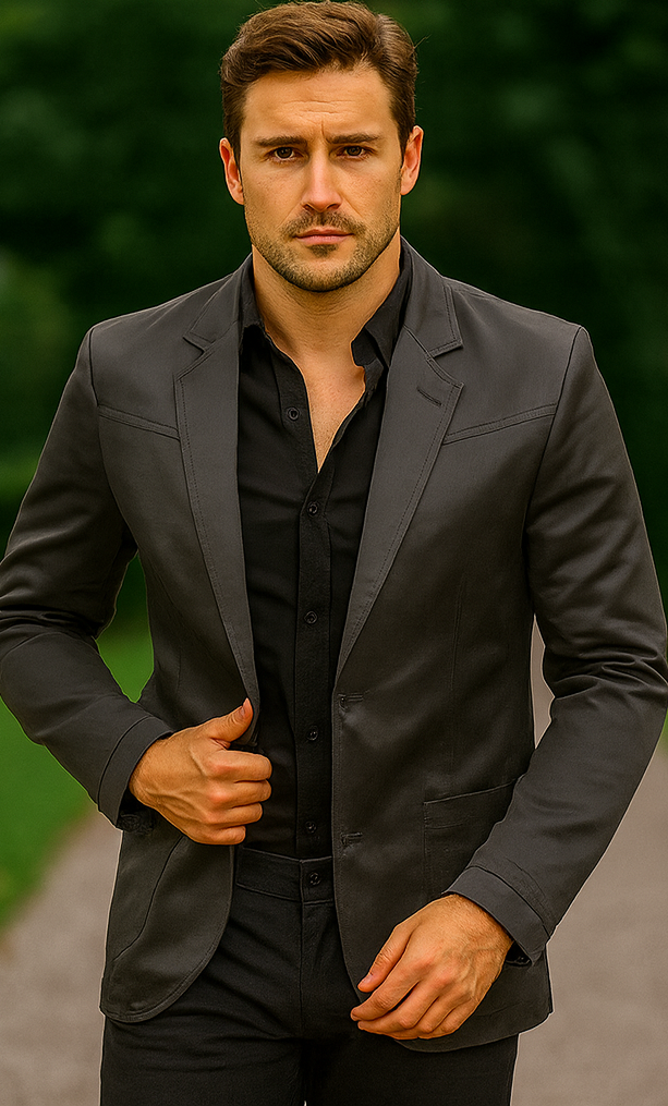 Men's Slim Fit Western Blazer Sport Coat Charcoal Sacos Vaqueros Para Hombre