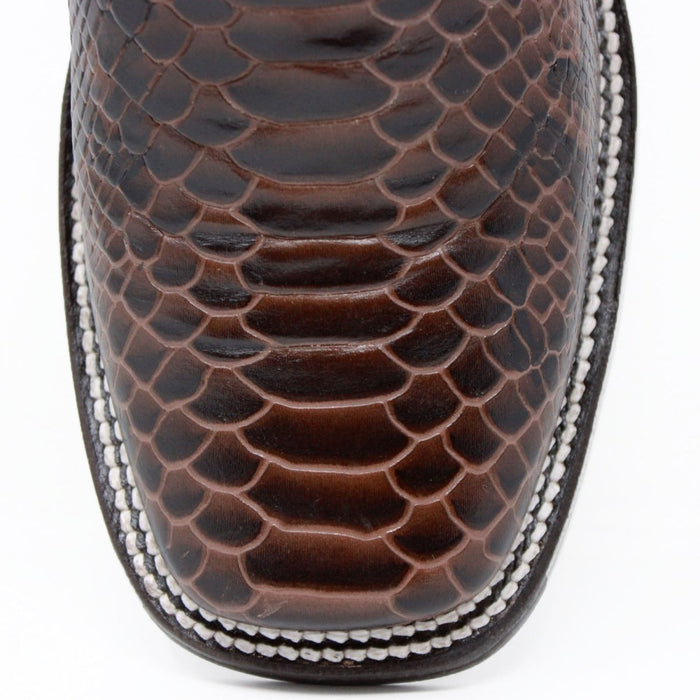 Men's Square Toe Ankle Boots Python Print Brown