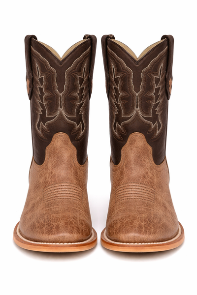 Mens Square Toe Smooth Ostrich Cowboy Boots