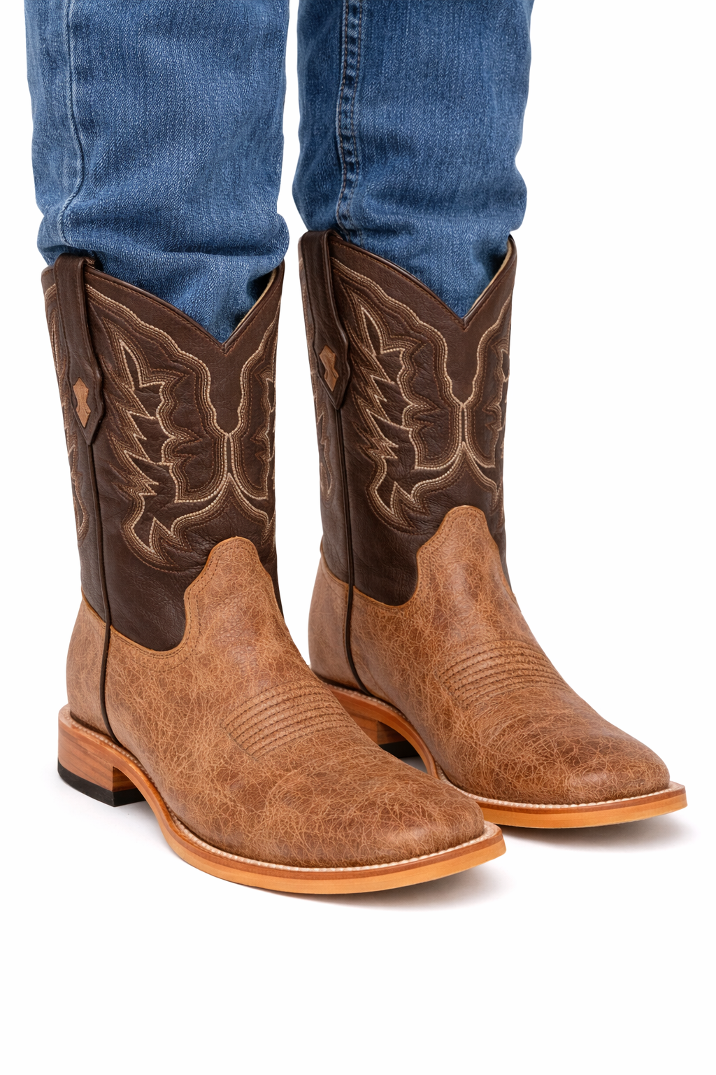 Mens Square Toe Smooth Ostrich Cowboy Boots