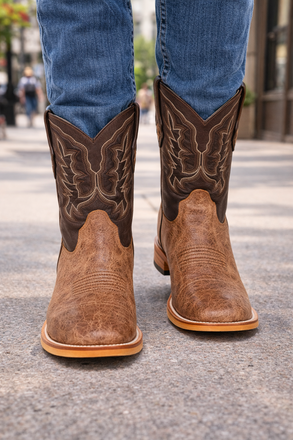 Mens Square Toe Smooth Ostrich Cowboy Boots