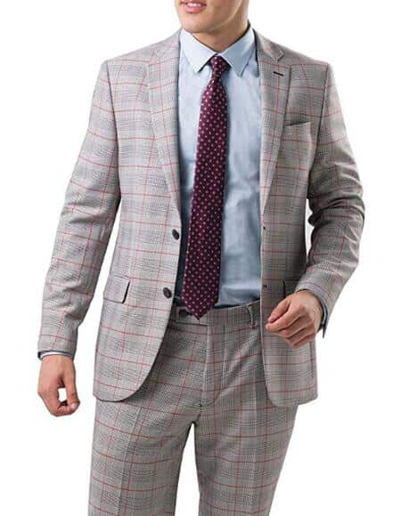 Boy's 5 Piece Pinstripe Suit - Notch Collared and Flat Front Pants (Gray) $125