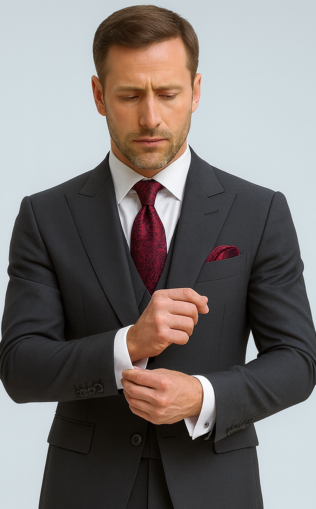 Mens Suits With Double Breasted Vest 100% - Big Peak Lapel Tom Ford Style!