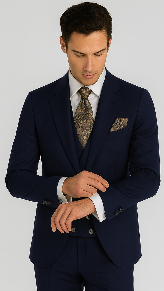 Mens Suits With Double Breasted Vest 100% - Big Peak Lapel Tom Ford Style!