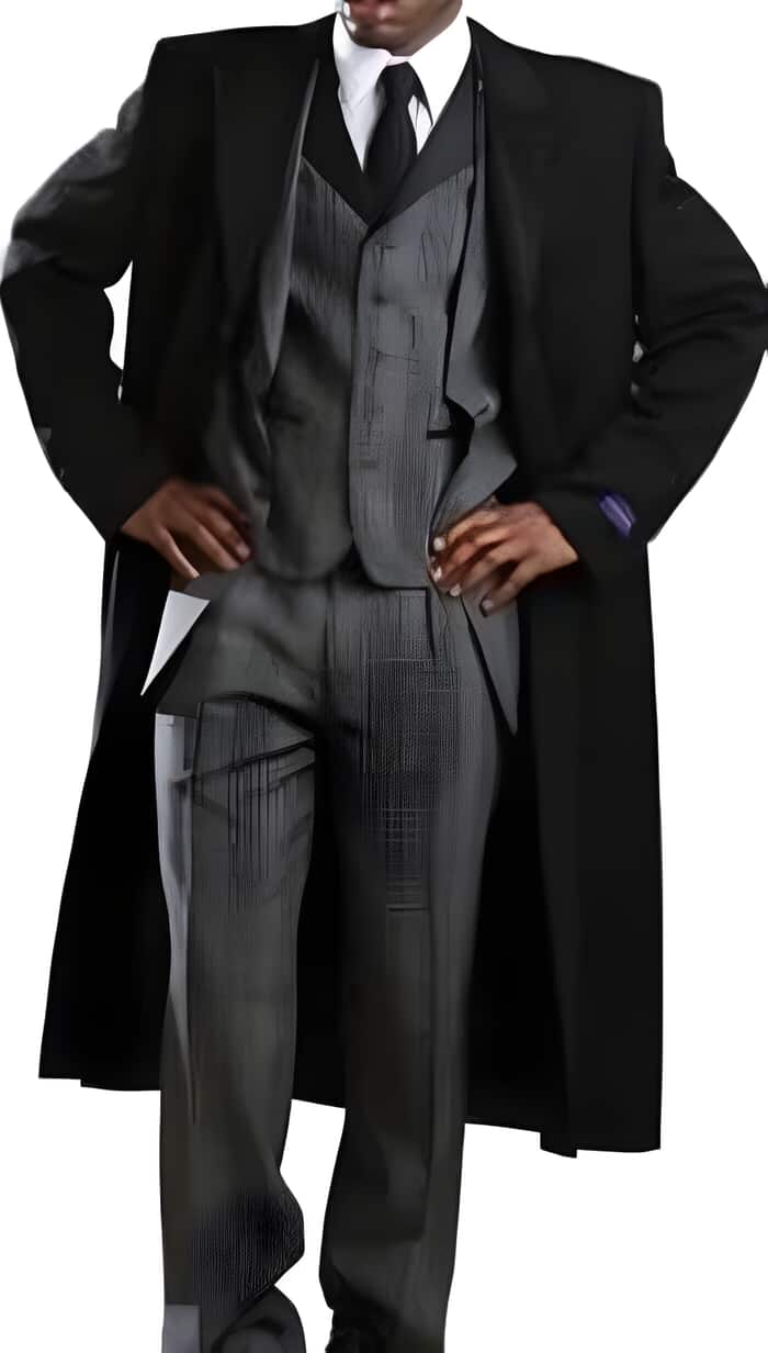 Classic Three Button Full Length Top Coat Black