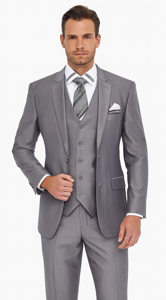 Mens Three Piece Suit - Vested Suit Mens Vested 3 Piece Grey Sharkskin Suit