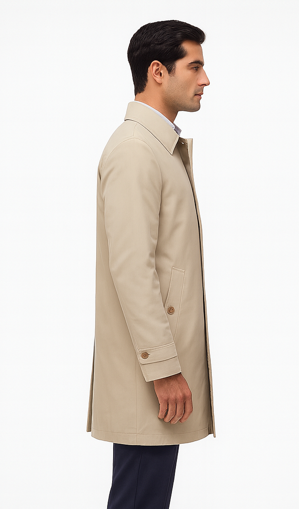 Men's Three Quarter Trench Coat Beige