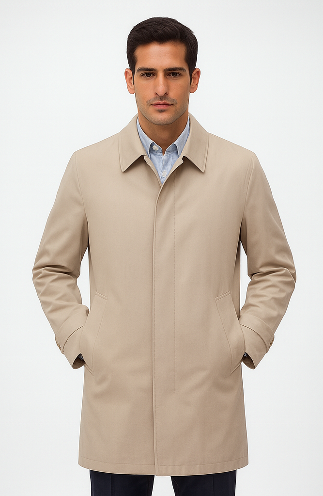 Men's Three Quarter Trench Coat Beige
