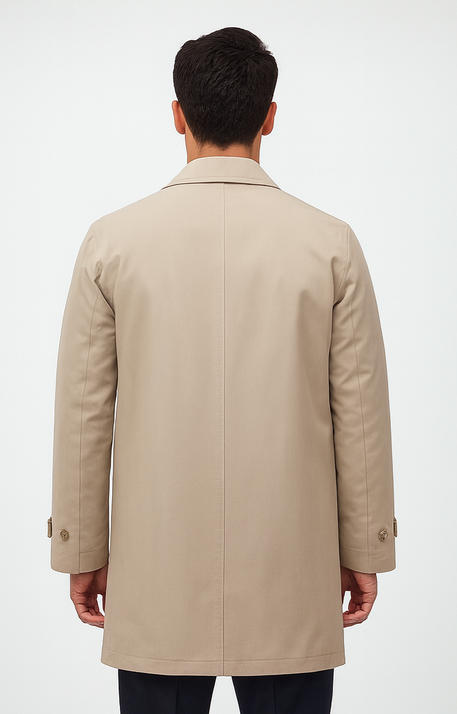 Men's Three Quarter Trench Coat Beige