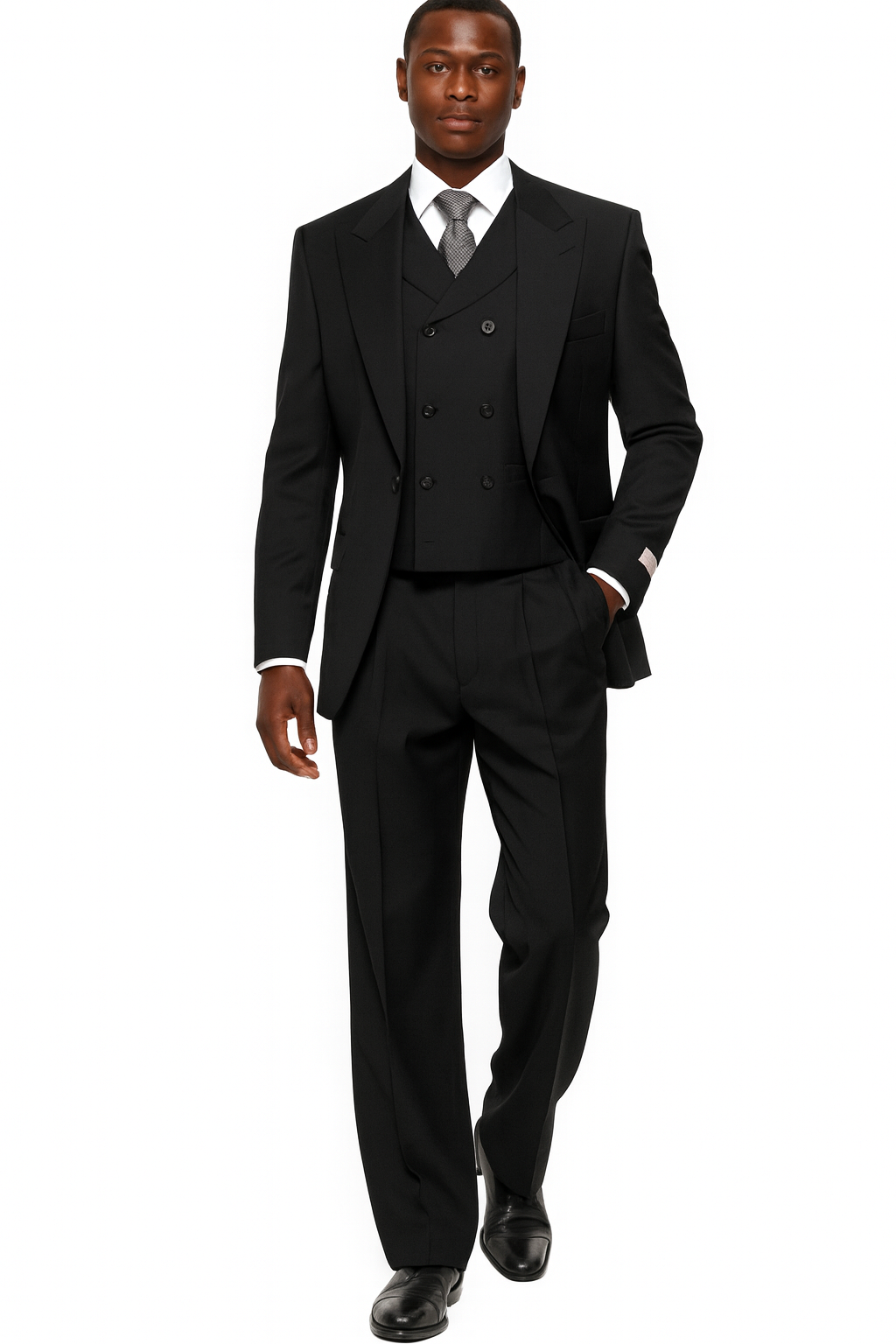 Tiglio Rosso Black Wool Three-Piece Suit