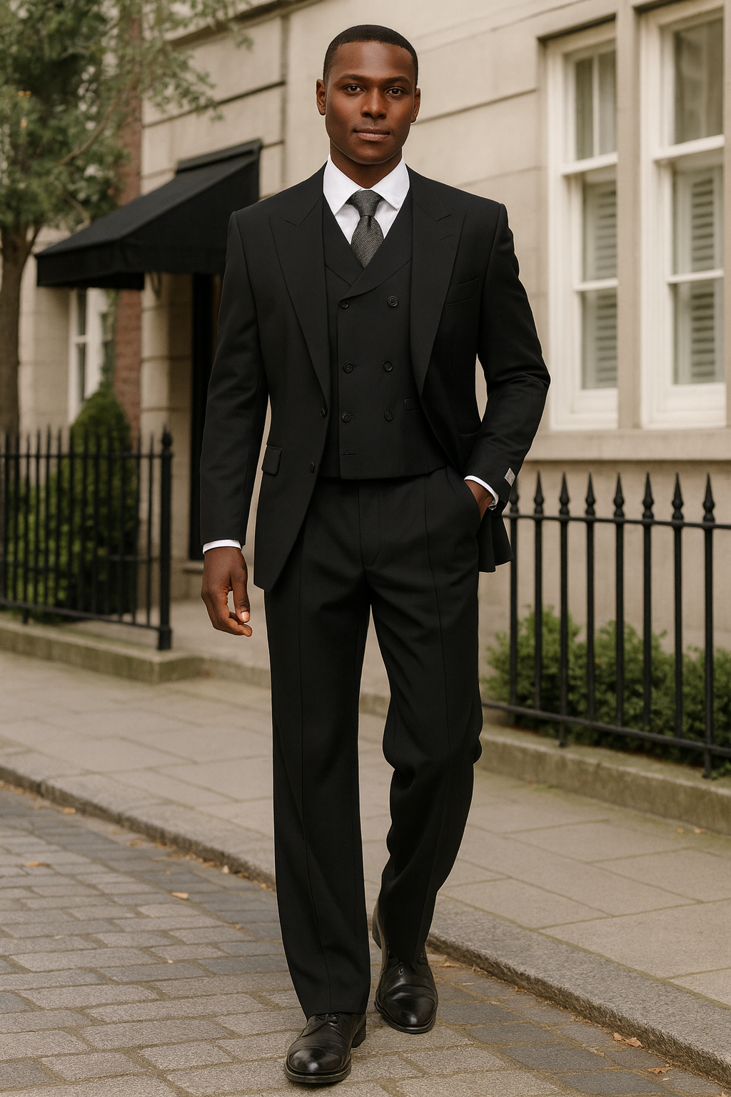 Tiglio Rosso Black Wool Three-Piece Suit
