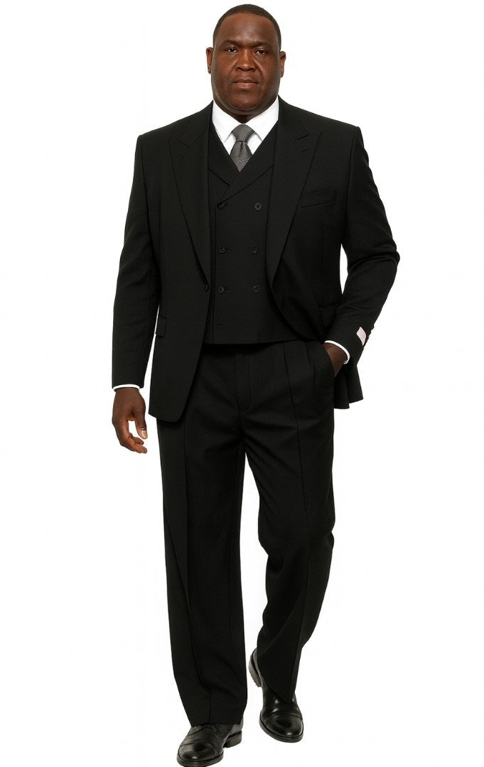 Tiglio Rosso Black Wool Three-Piece Suit