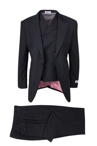 Tiglio Rosso Black Wool Three-Piece Suit