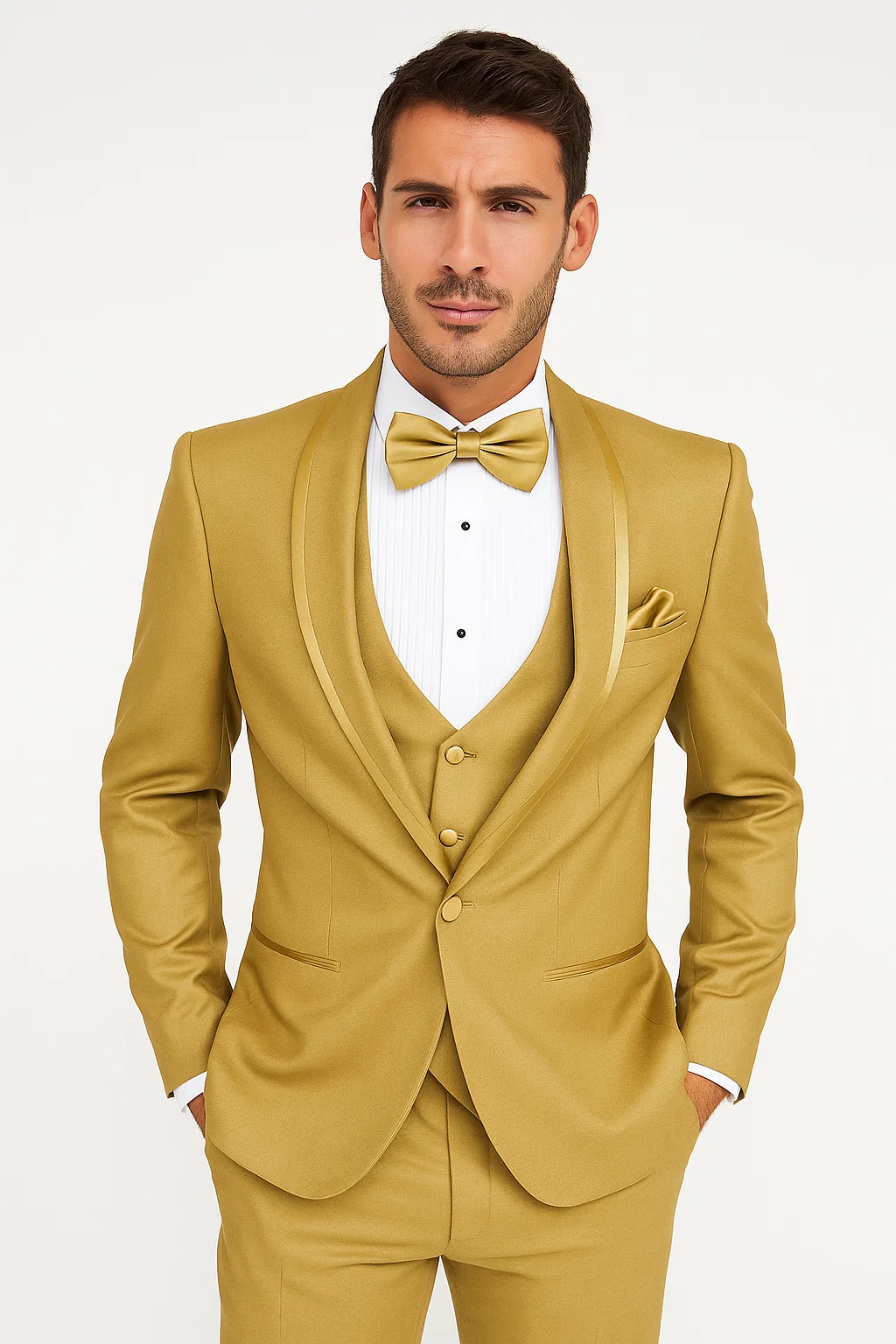 Champagne Satin Shawl Collar Tuxedo for Men