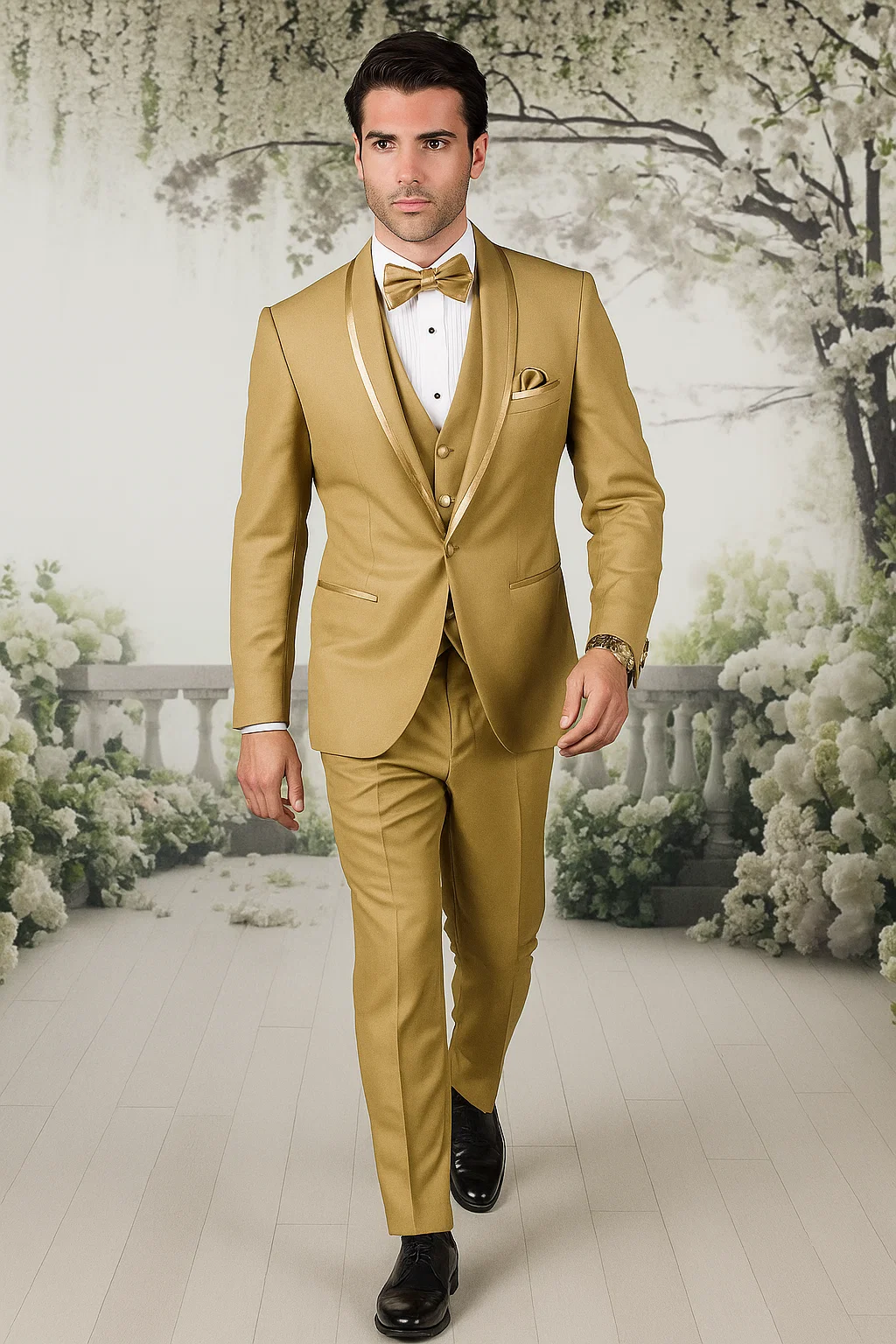 Champagne Satin Shawl Collar Tuxedo for Men