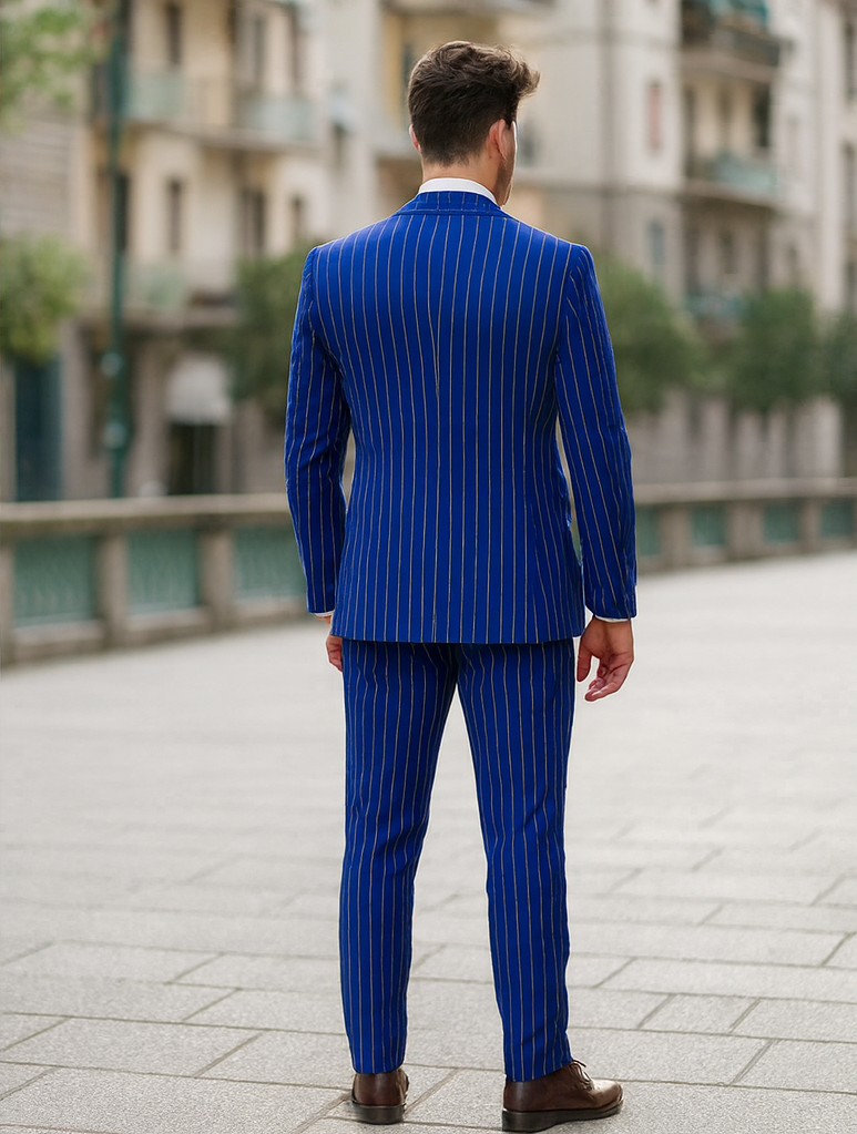 Gangster 1920s Blue Pinstripe Suit with Vest