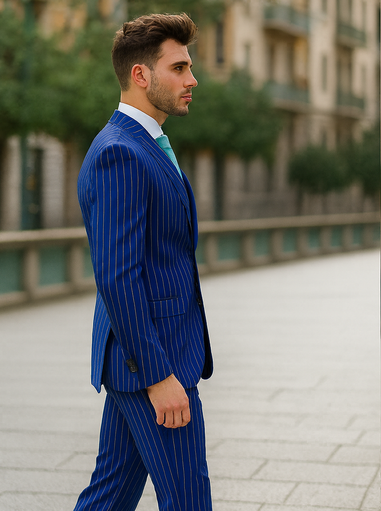 Gangster 1920s Blue Pinstripe Suit with Vest