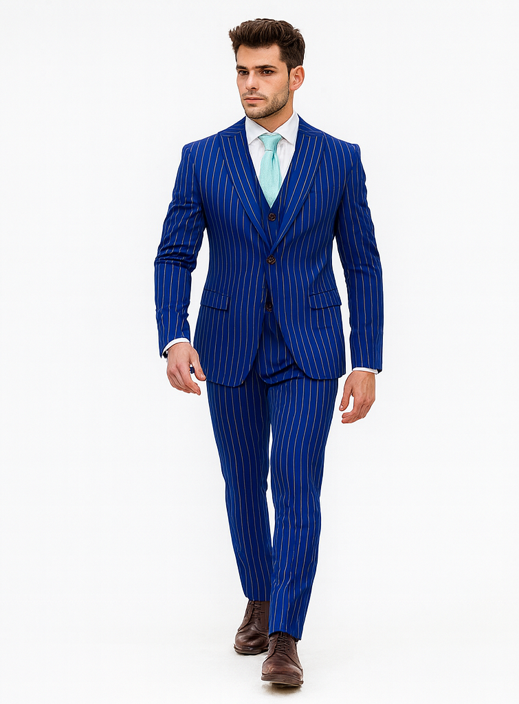 Gangster 1920s Blue Pinstripe Suit with Vest