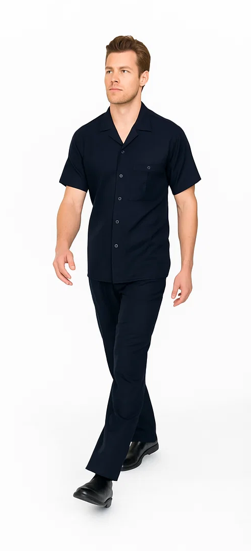 Mens Black Walking Suit Set with Matching Shirt & Pants