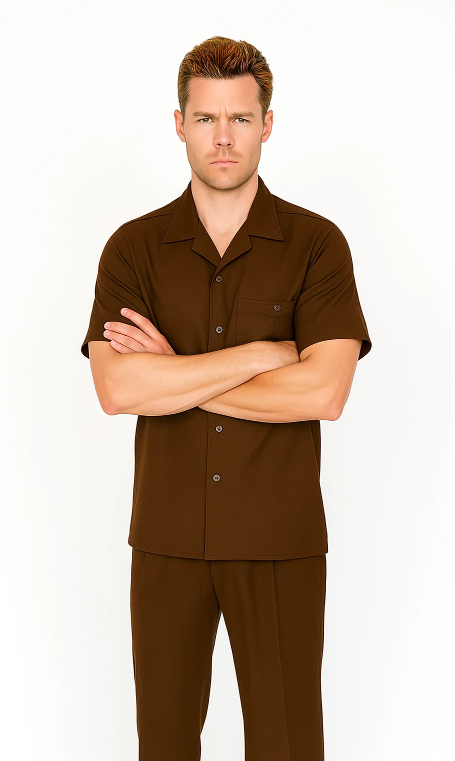 Men's Brown Walking Suit Set by Zacchi