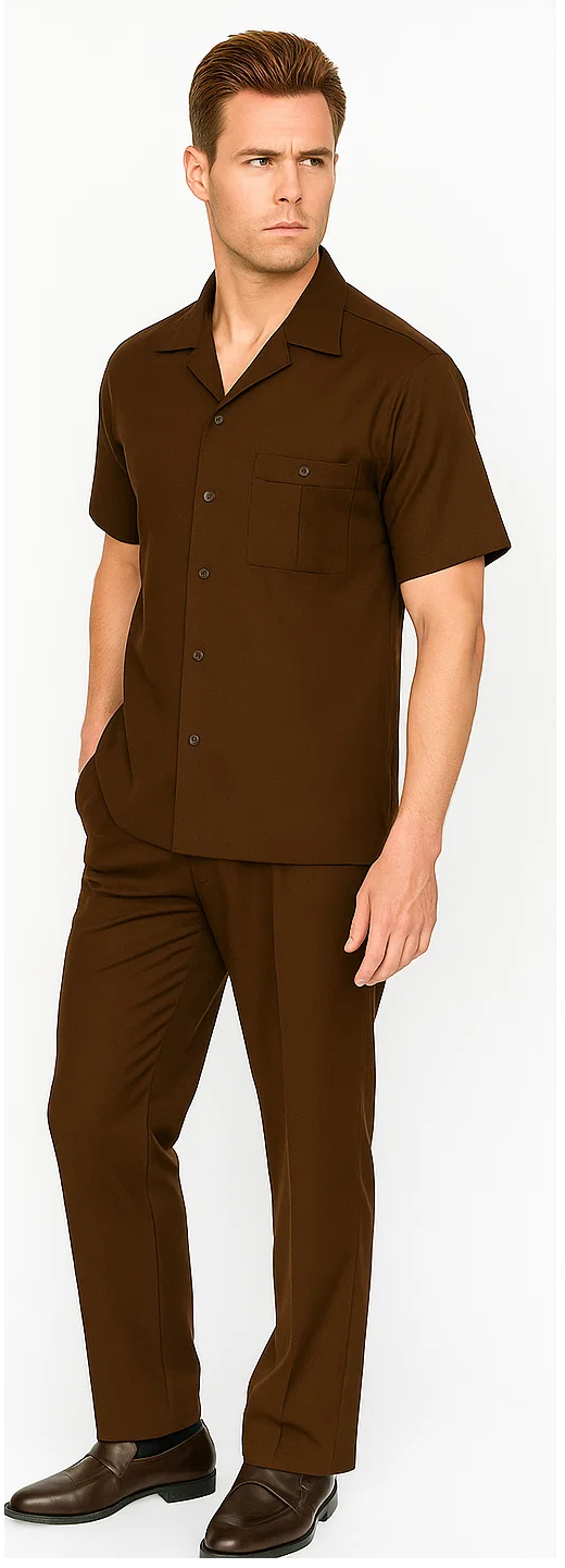Men's Brown Walking Suit Set by Zacchi