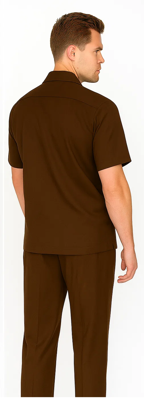 Mens Walking Suit in Color Brown leisure suit casual Matching Shirt and Pants $99