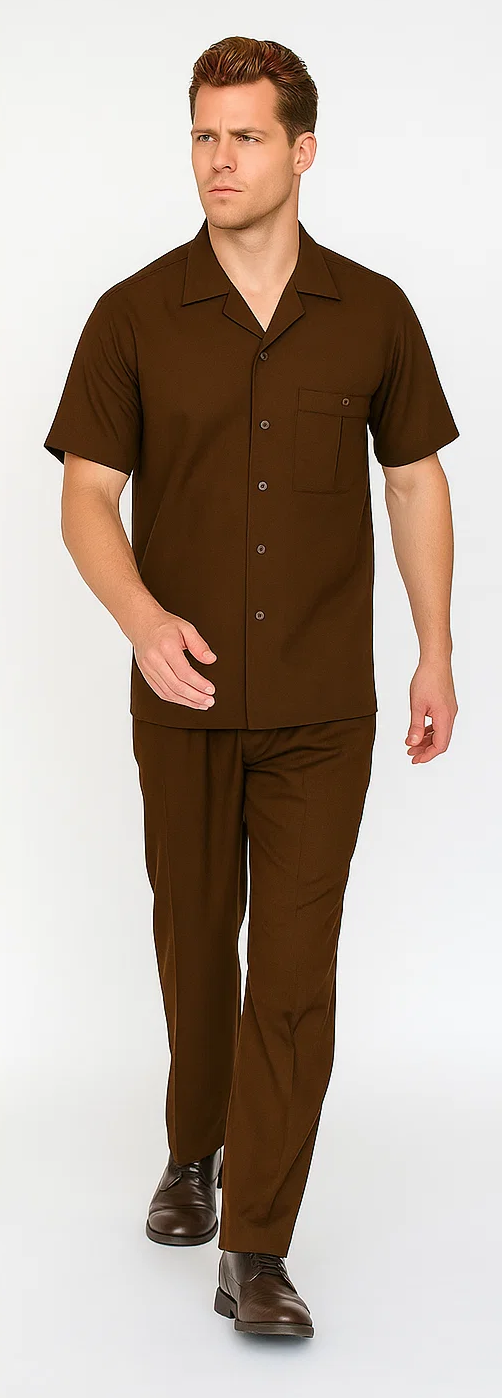Men's Brown Walking Suit Set by Zacchi
