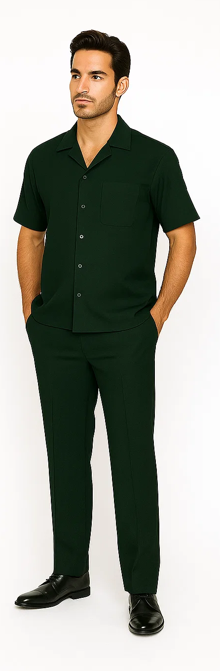 Hunter Green Men's Leisure Walking Suit