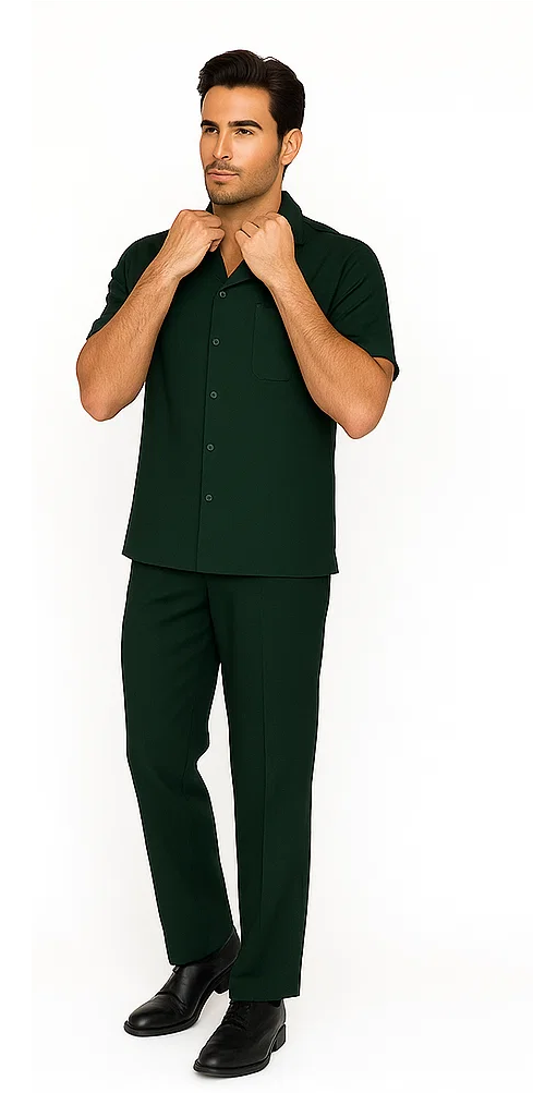Hunter Green Men's Leisure Walking Suit