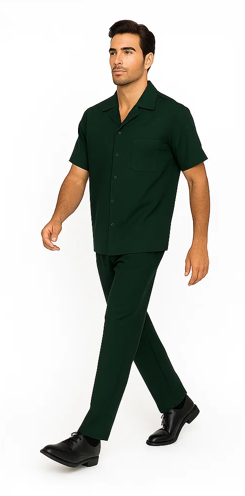Hunter Green Men's Leisure Walking Suit