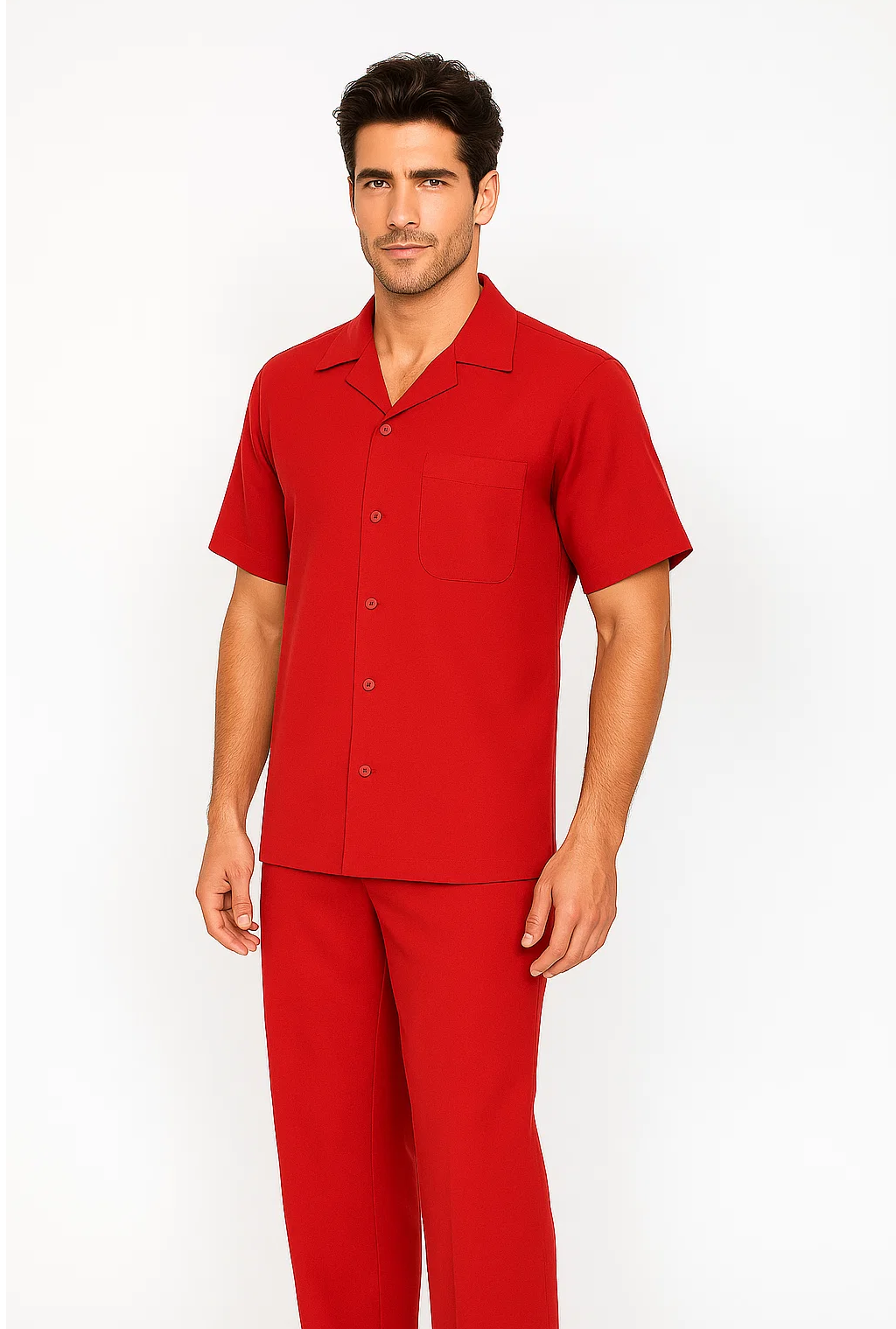 Men’s Red Leisure Walking Suit Set