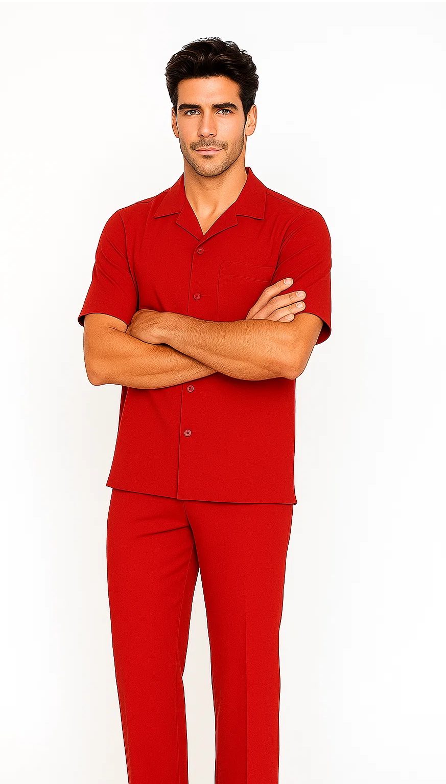 Men’s Red Leisure Walking Suit Set
