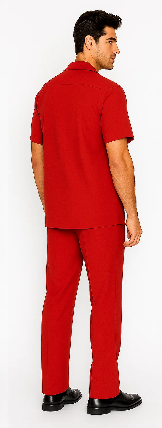 Men’s Red Leisure Walking Suit Set