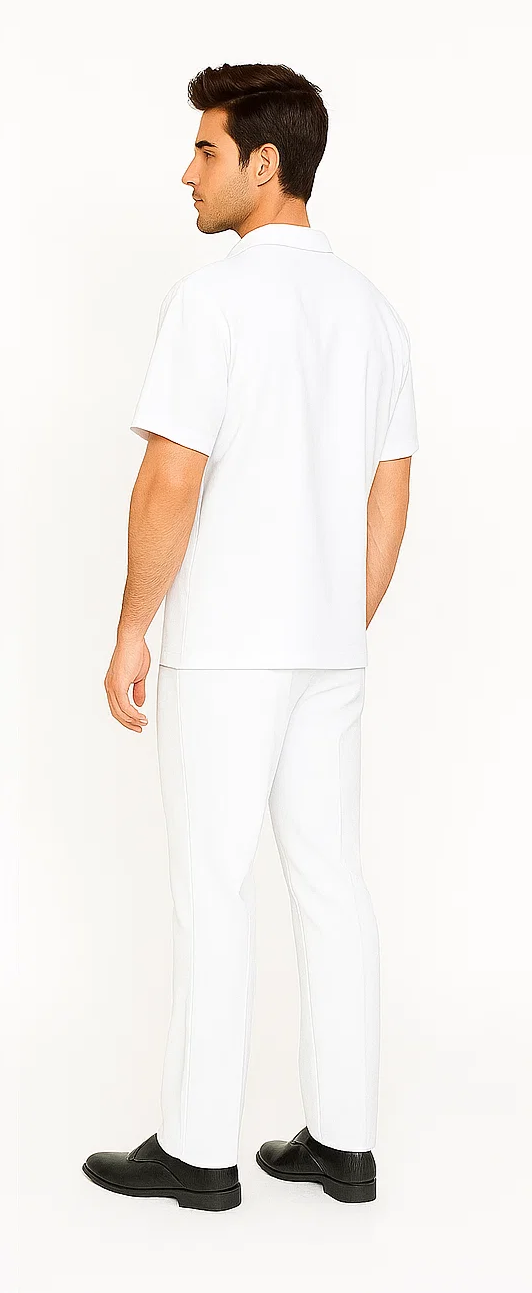 Men's White Leisure Walking Suit Set