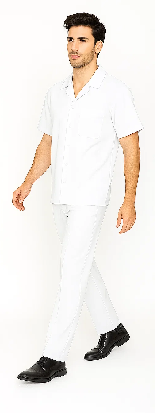 Men's White Leisure Walking Suit Set