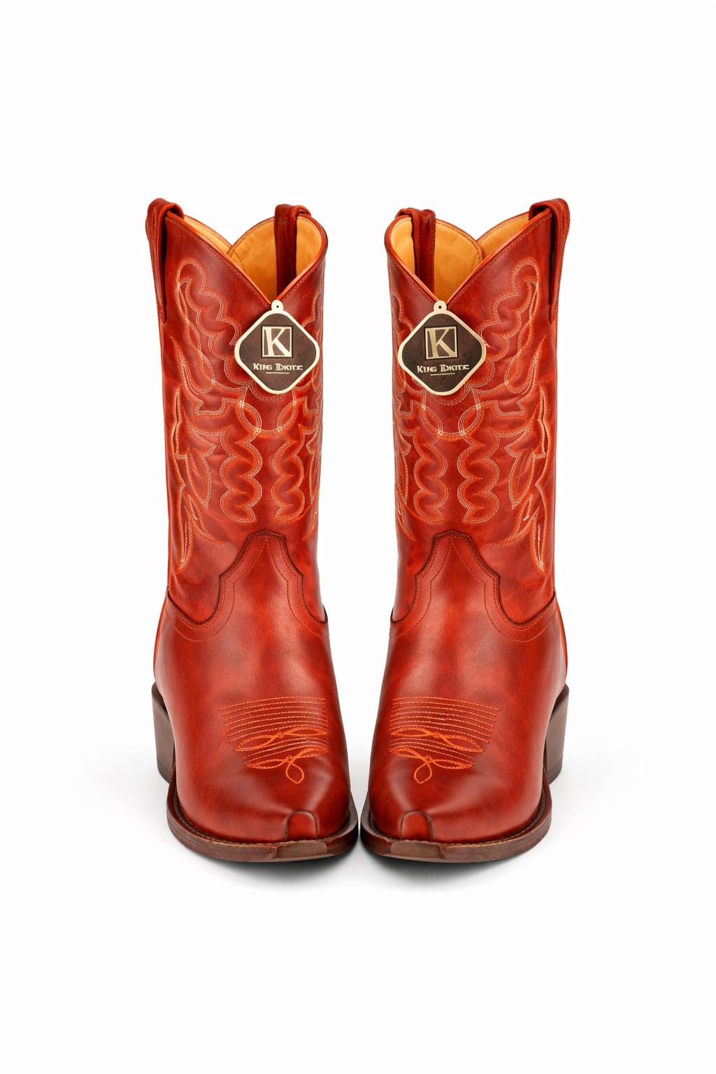 King Exotic Men's Snip Toe Leather Boots Cognac