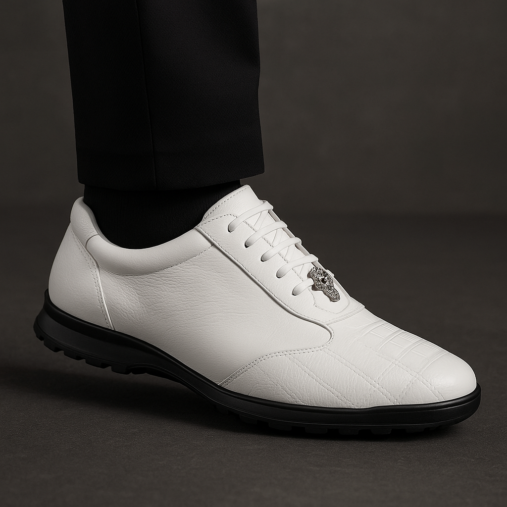 Los Altos Ostrich Leg Lace-Up Sneakers White