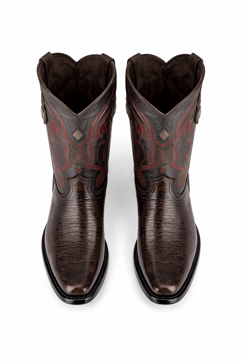 Men's Wild West Leather Dubai Square Toe Black Cherry Genuine Teju Lizard Dress Cowboy Boot Cheap Priced For Sale Online