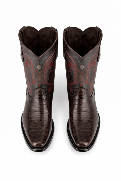 Men's Wild West Leather Dubai Square Toe Black Cherry Genuine Teju Lizard Dress Cowboy Boot Cheap Priced For Sale Online