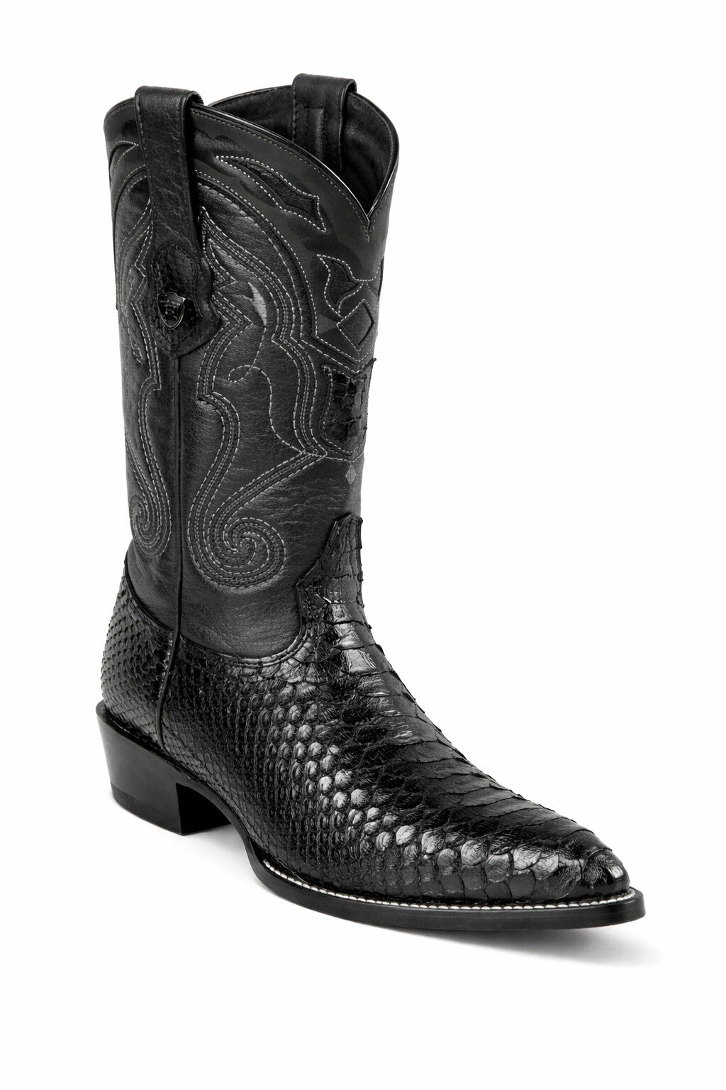 Python Skin Yellow Gold J Toe Boots for Men