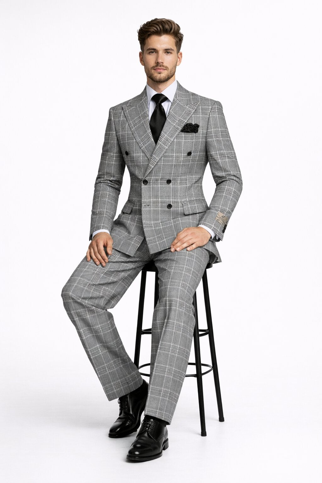 Rossiman Plaid Wool Suit with Baggy Trousers