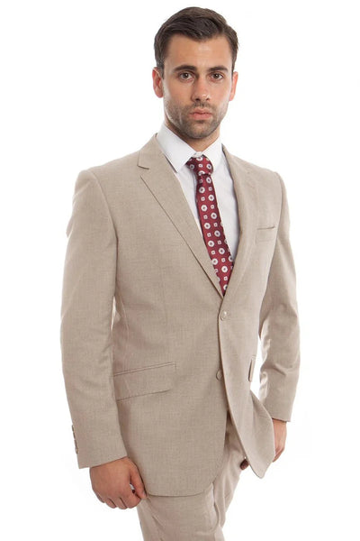 Mens Zegarie Brand Men's Designer Two Button Modern Fit Wool Suit in Tan