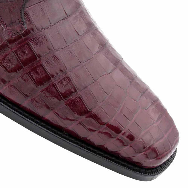 Burgundy Gator J Toe Cowboy Oxford Lace-up
