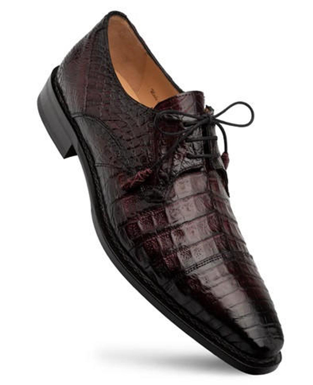Mezlan Crocodile Burgundy Derby Captoe Shoes