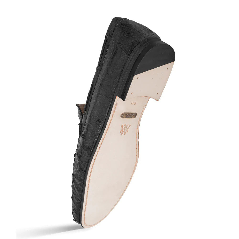 Mezlan Ostrich Dress Moccasin Black (RX612)