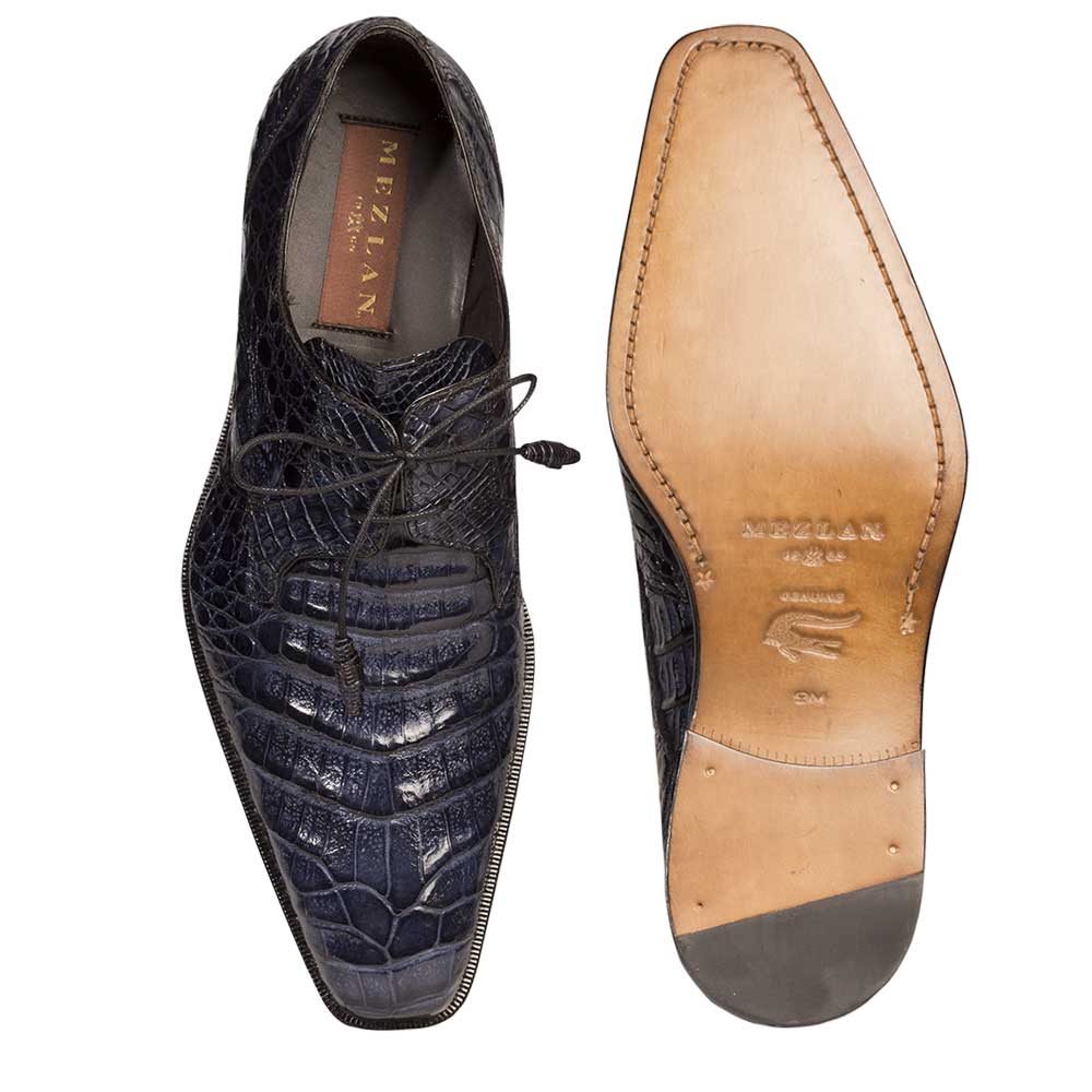 Mezlan Navy Caiman Crocodile Dress Shoe