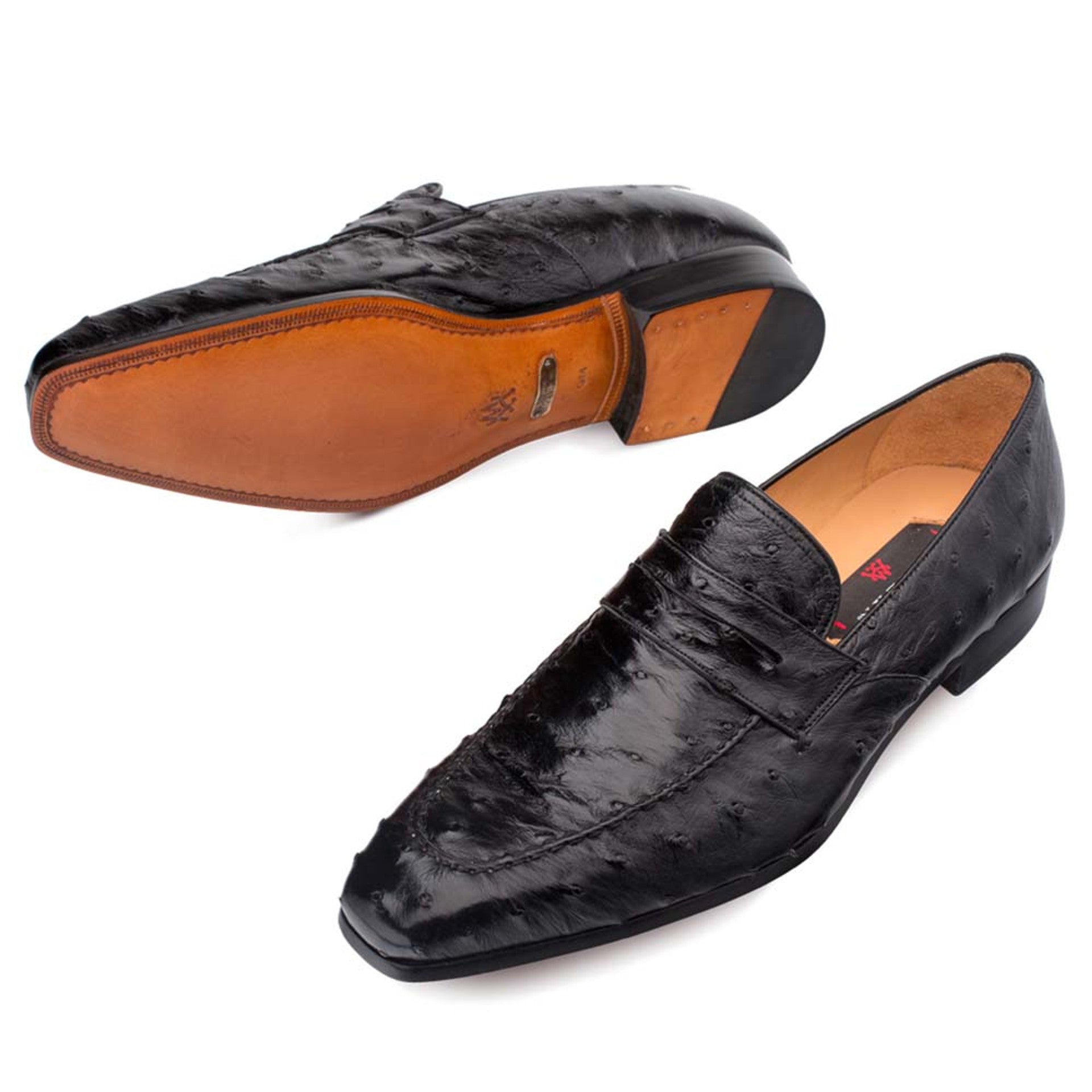 Mezlan Lisbon Black Genuine Ostrich Slip On