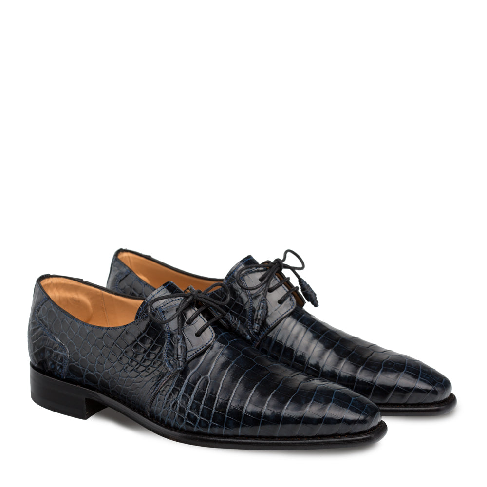 Mezlan Moscow Navy Alligator Blucher Shoes