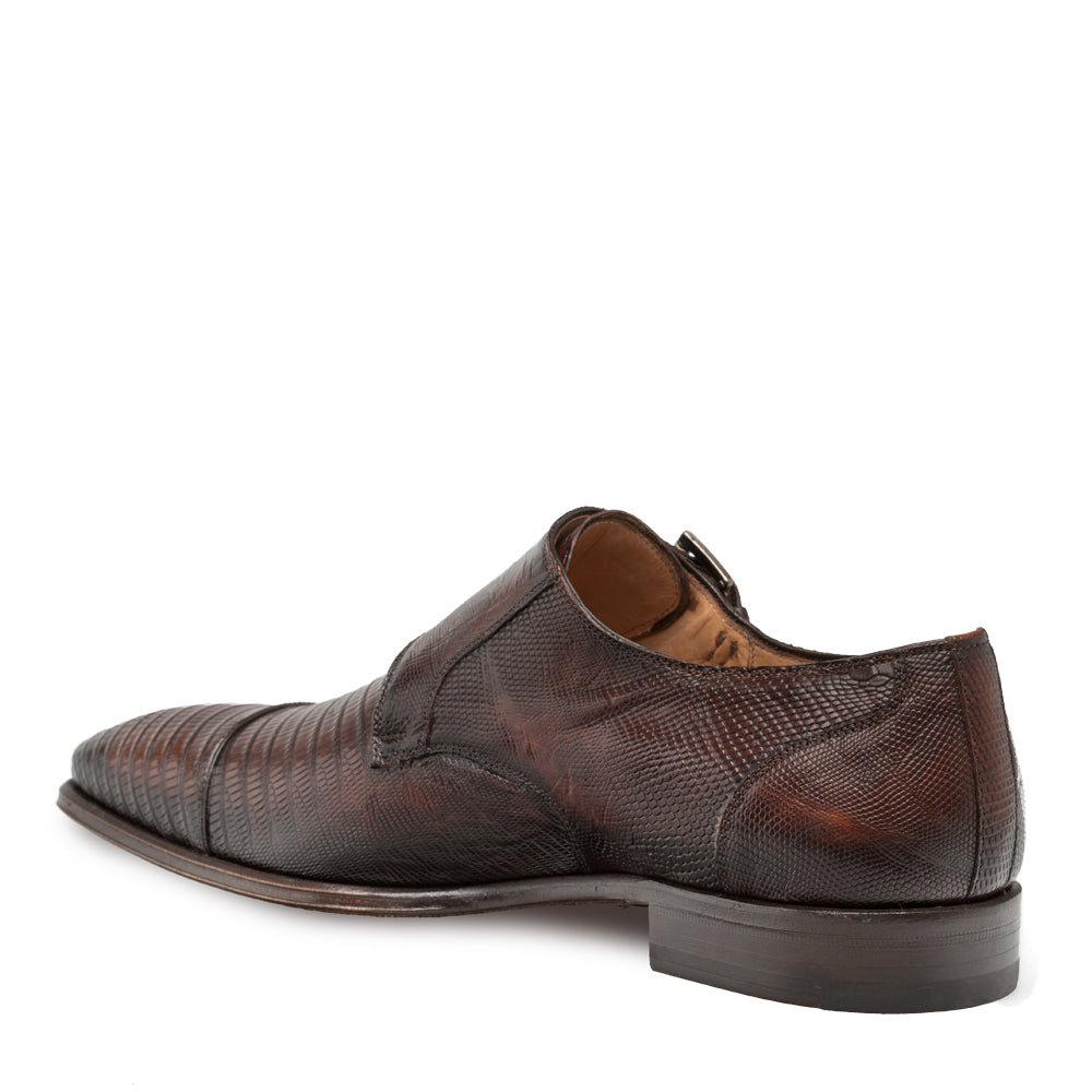 Mezlan Argentum Lizard Double Monk Strap Shoes