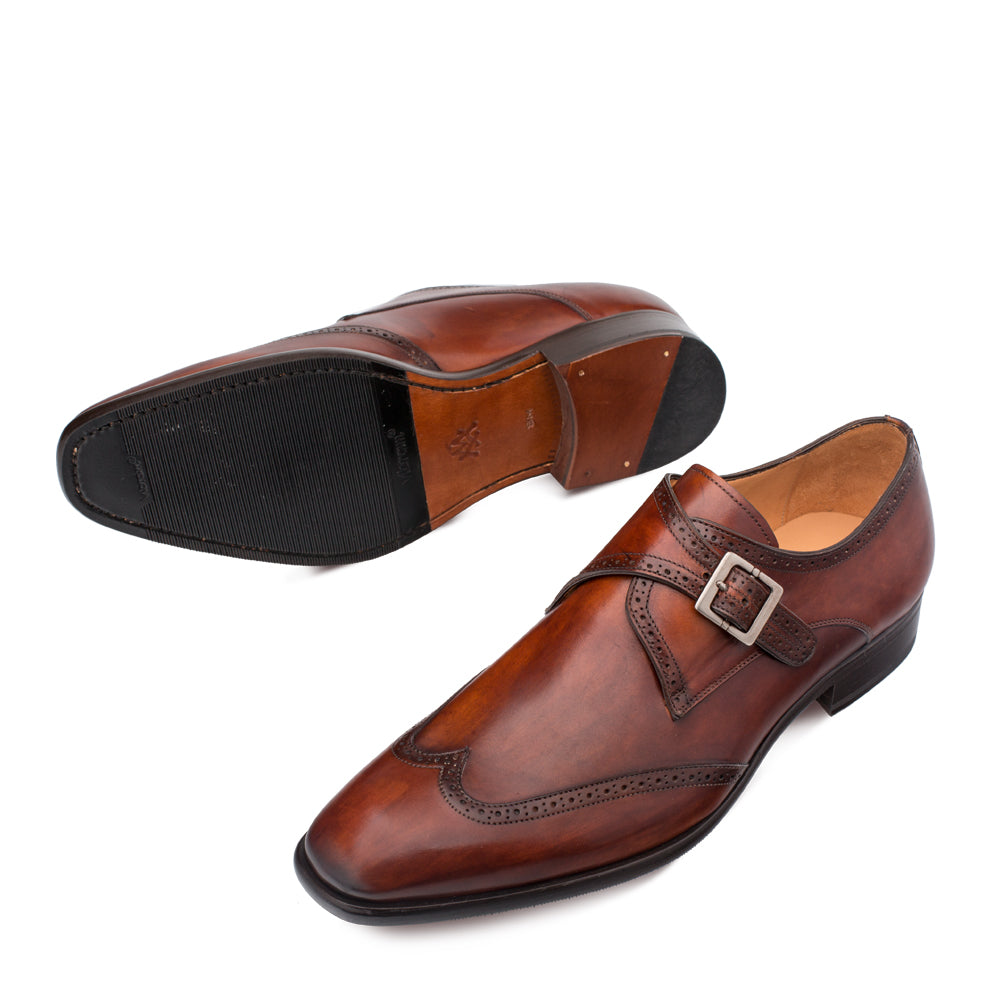 Mezlan Calfskin Wingtip Monk Strap Dress Shoe